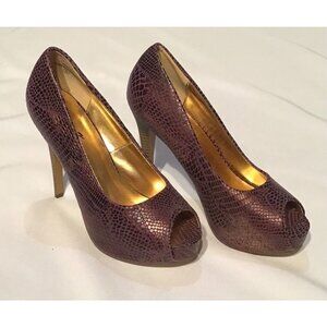 Damita K Womens Peep Toe Heels Elegant Classic Pumps Animal Print Purple Size 8